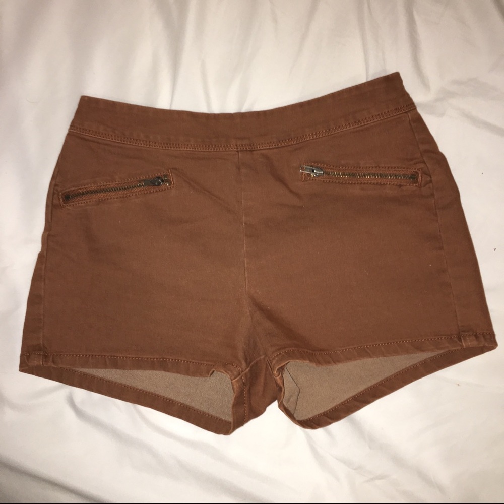 Bullhead Tan Denim Shorts w/ Zipper Details